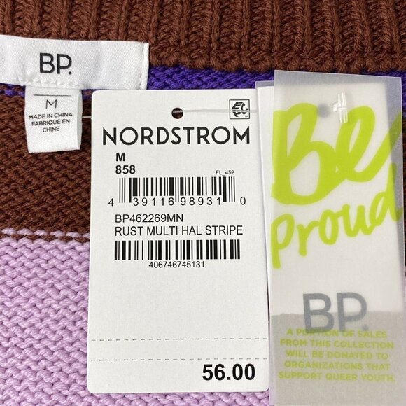 Bp. Be Proud Pride Stripe size Medium Gender Inclusive Oversize Cardigan Sweater - Picture 5 of 8